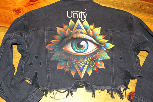Crop Distressed Denim Unity Jacket